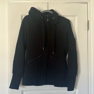 Black cotton performance zip up